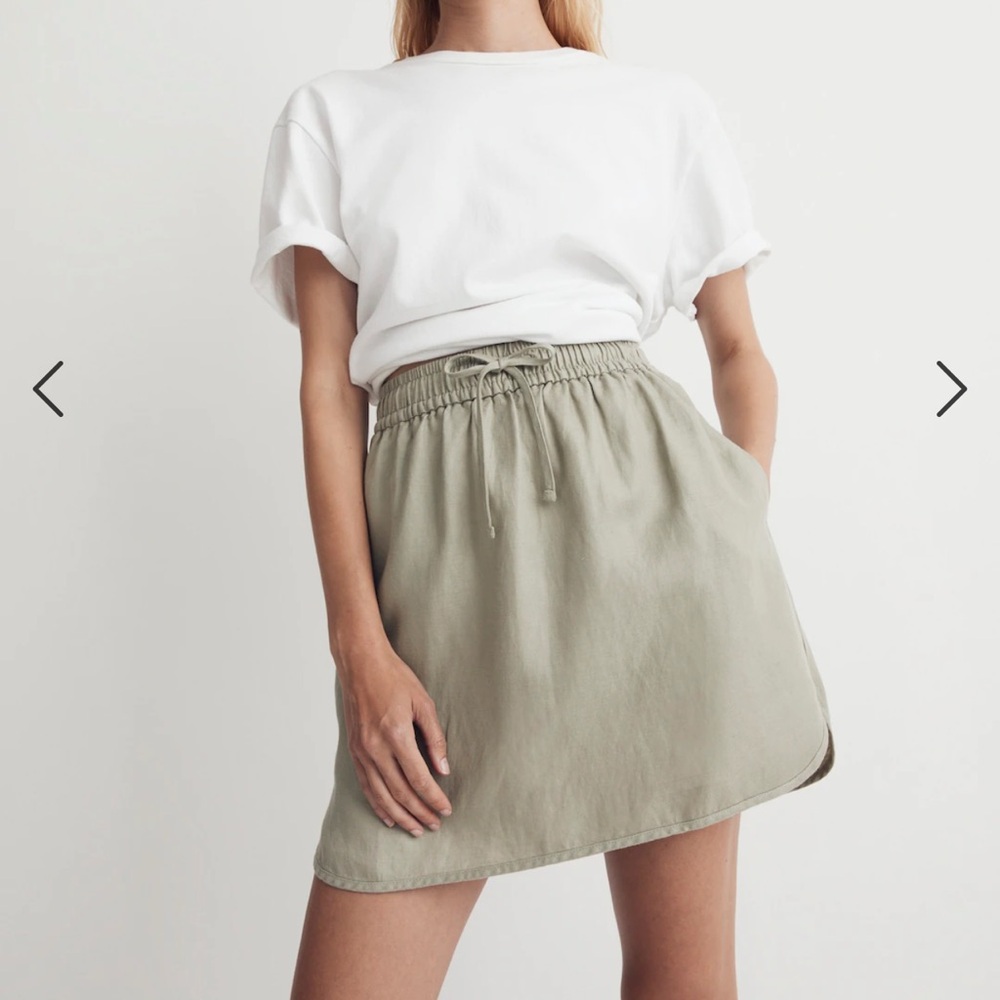 Madewell Linen-Blend Curved-Hem Mini Skirt